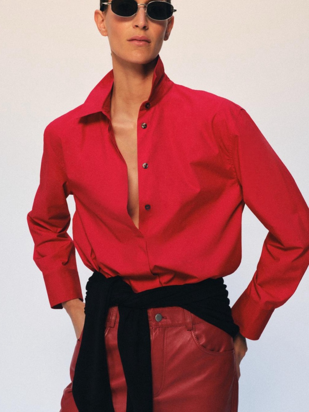 Zara Women's Red Button-Down Shirt